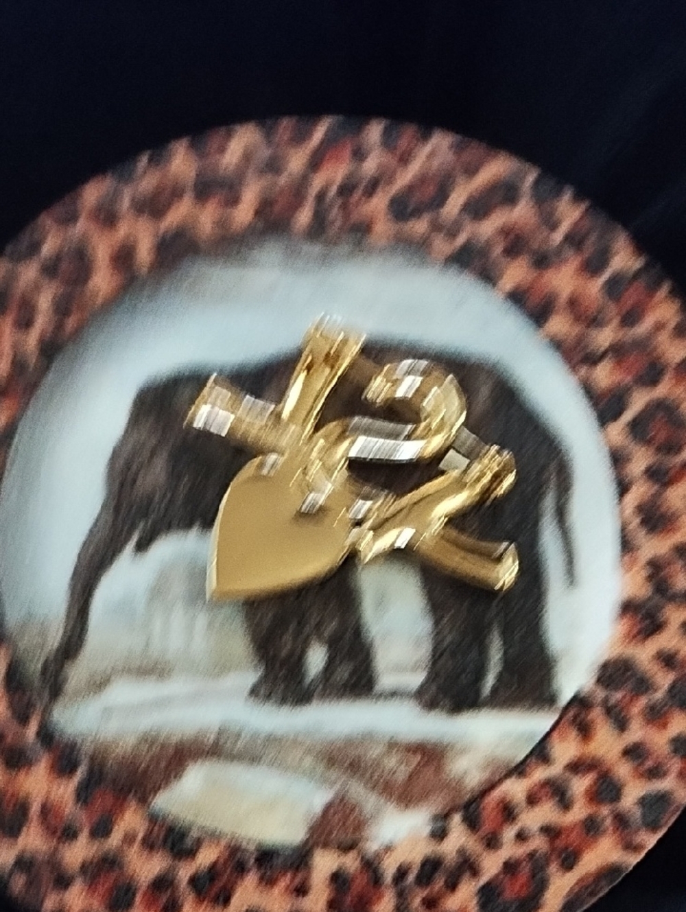 Gold Tone Heart Charm Brooch YSL
